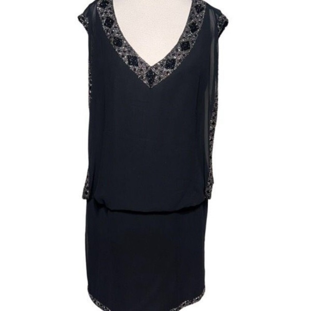 J KARA Sleeveless Black Embellished Party Cocktail Mini Dress Size 16